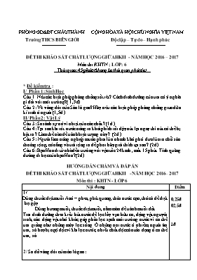 Đề thi khảo sát chất lượng giữa học kỳ II môn Khoa học tự nhiên Lớp 6 - Năm học 2016-2017 - Trường THCS Biên Giới (Có đáp án)